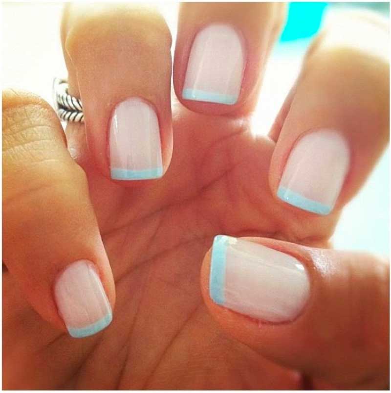 Light Blue Tips French Manicure