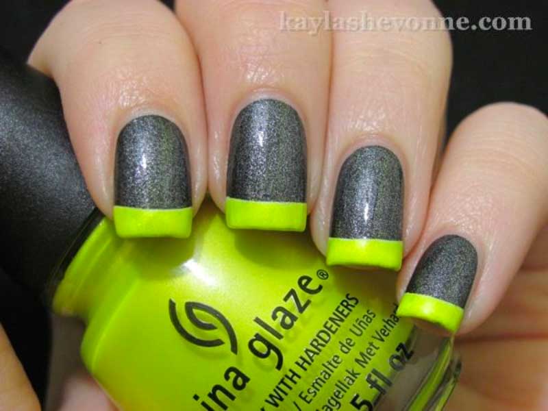 Neon Green Tips French Manicure