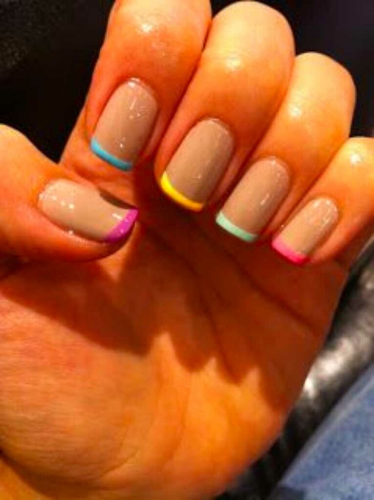 Rainbow Tips French Manicure