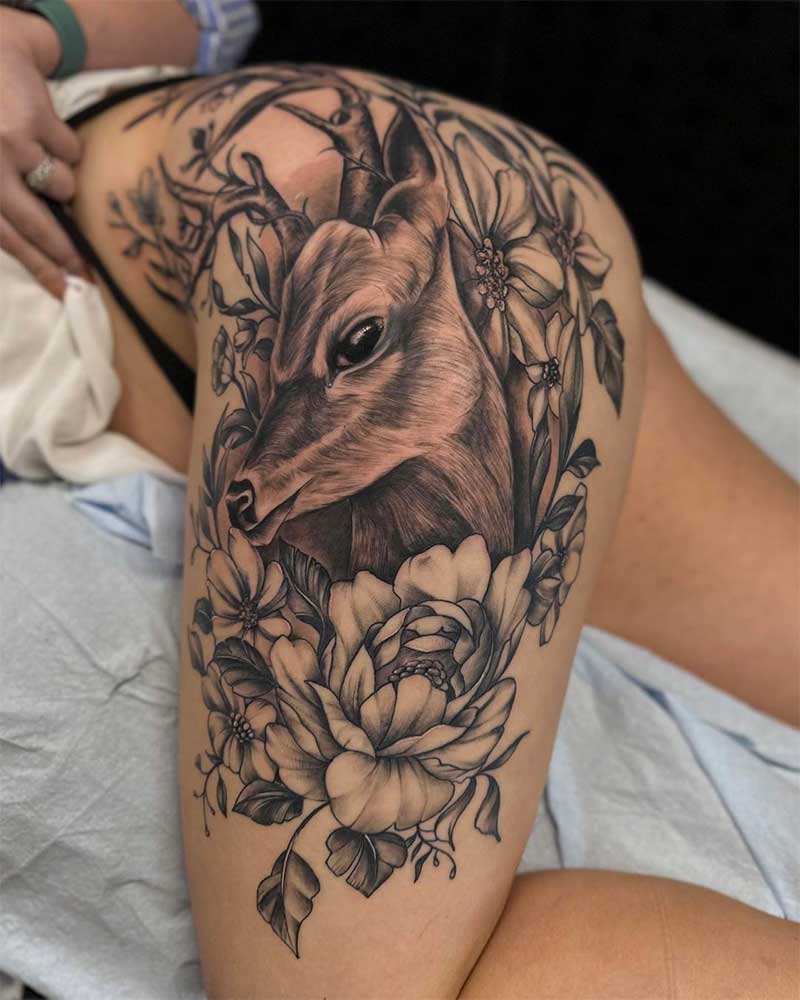 Hip and Thigh Tattoo