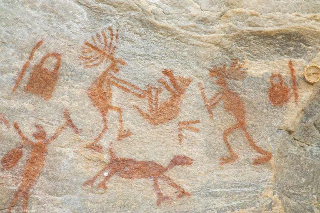 a close-up of a rock painting
